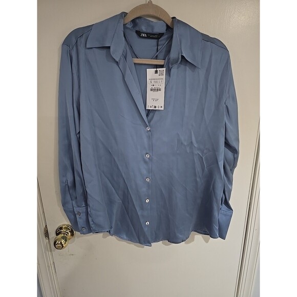Zara Satin Effect Basic Shirt - S - Picture 6 of 7